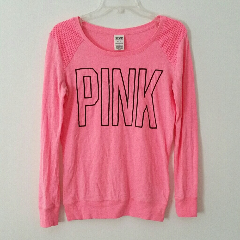 VS PINK Long Sleeve Mesh Shoulder Sweater